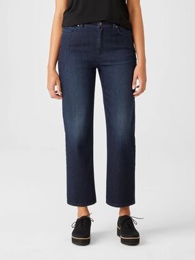 Eileen Fisher Organic Cotton Stretch Straight Ankle blue Jeans size 6p
